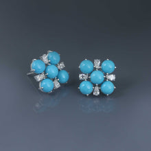 Load image into Gallery viewer, Arizona Turquoise and Pear Diamond Earrings
