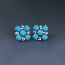 Load image into Gallery viewer, Arizona Turquoise and Pear Diamond Earrings
