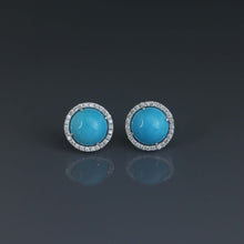 Load image into Gallery viewer, Zero Arizona Sleeping Beauty Turquoise Stud Earrings
