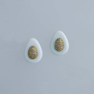 Cognac Diamond Pave Avo Earrings