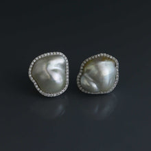 Load image into Gallery viewer, Baroque South Sea Keshi Pearl Wave Halo Earrings
