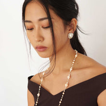 Load image into Gallery viewer, Baroque South Sea Keshi Pearl Wave Halo Earrings
