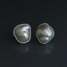 Load image into Gallery viewer, Baroque South Sea Keshi Pearl Wave Halo Earrings
