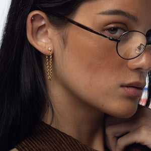Diamond Bezel Rolo Chain Drop Earrings