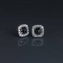 Load image into Gallery viewer, Black Diamond Square Cushion Earrings
