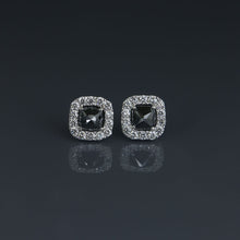 Load image into Gallery viewer, Black Diamond Square Cushion Earrings
