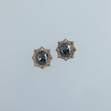 Load image into Gallery viewer, Natural Black Diamond Cabochon and Fancy Colored Diamond Earrings
