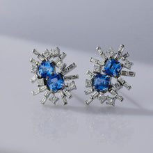 Load image into Gallery viewer, Blue Sapphire Baguette Fragment Earrings
