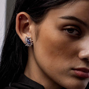 Blue Sapphire Baguette Fragment Earrings