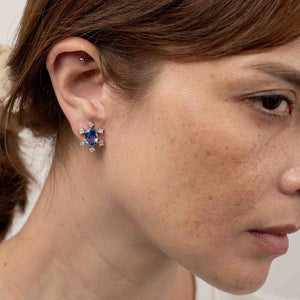 Ceylon Sapphire Star Earrings