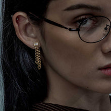 Load image into Gallery viewer, Baguette Bar Chain Drop Earrings
