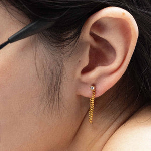Diamond Bezel Foxtail Chain Drop Earrings