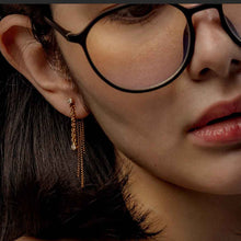 Load image into Gallery viewer, Bezel Fringe Chain Drop Earrings
