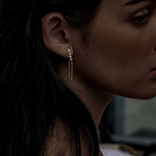 Load image into Gallery viewer, Baguette and Round Diamond Bezels Chain Drop Earrings
