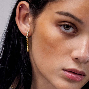 Round Bezel Chain Drop Earrings