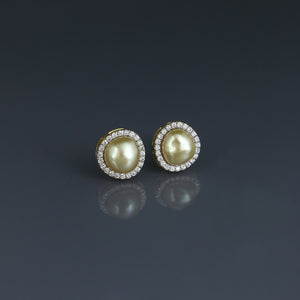 Champagne Keshi Halo Earrings