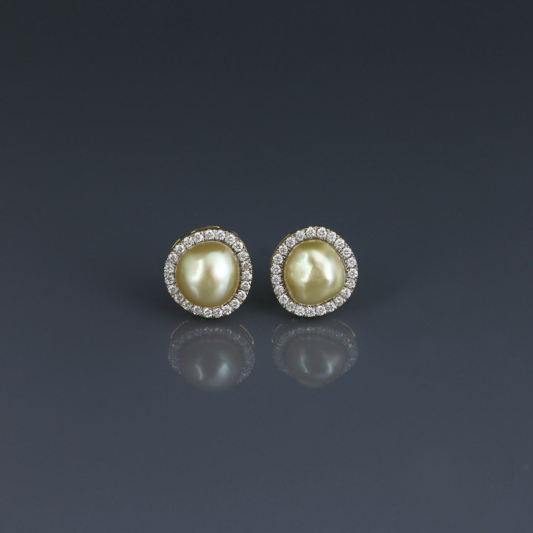 Champagne Keshi Halo Earrings