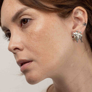 Exceptional Silver to Champagne Keshi Satellite Earrings