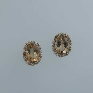 Rosé Champagne Topaz Earrings with Natural Fancy Colored Diamonds