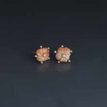 Load image into Gallery viewer, Petite Coral Flower Satellite Earrings
