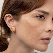 Load image into Gallery viewer, Large Cameo and Coral Flower Earrings with Multi Colored Sapphires and Diamonds
