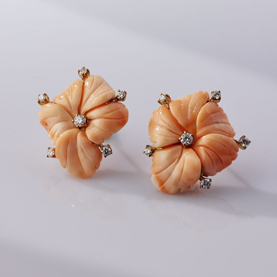 Coral Flower Satellite Earrings