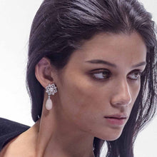 Load image into Gallery viewer, South Sea Pearl and Coral Deco Frame Drop Earrings
