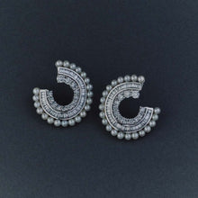 Load image into Gallery viewer, Diamond and Seed Pearl Crescent Earrings
