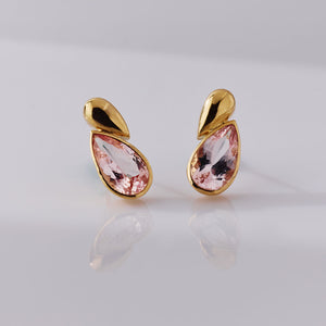 Morganite Pear Dome Earrings