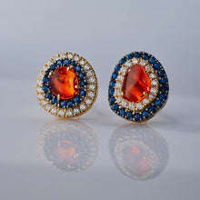 Load image into Gallery viewer, Mismatched Fire Opal Concentric Earrings

