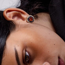 Load image into Gallery viewer, Mismatched Fire Opal, Sapphire and Aquamarine Concentric Earrings
