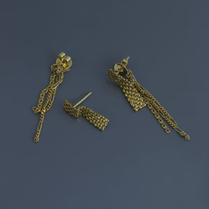 Wide Chain Front and Back Fringe Earrings