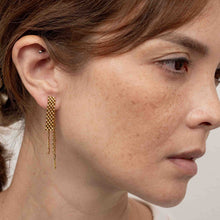 Load image into Gallery viewer, Wide Chain Front and Back Fringe Earrings
