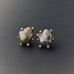 Large Baroque Champagne Satellite Earrings