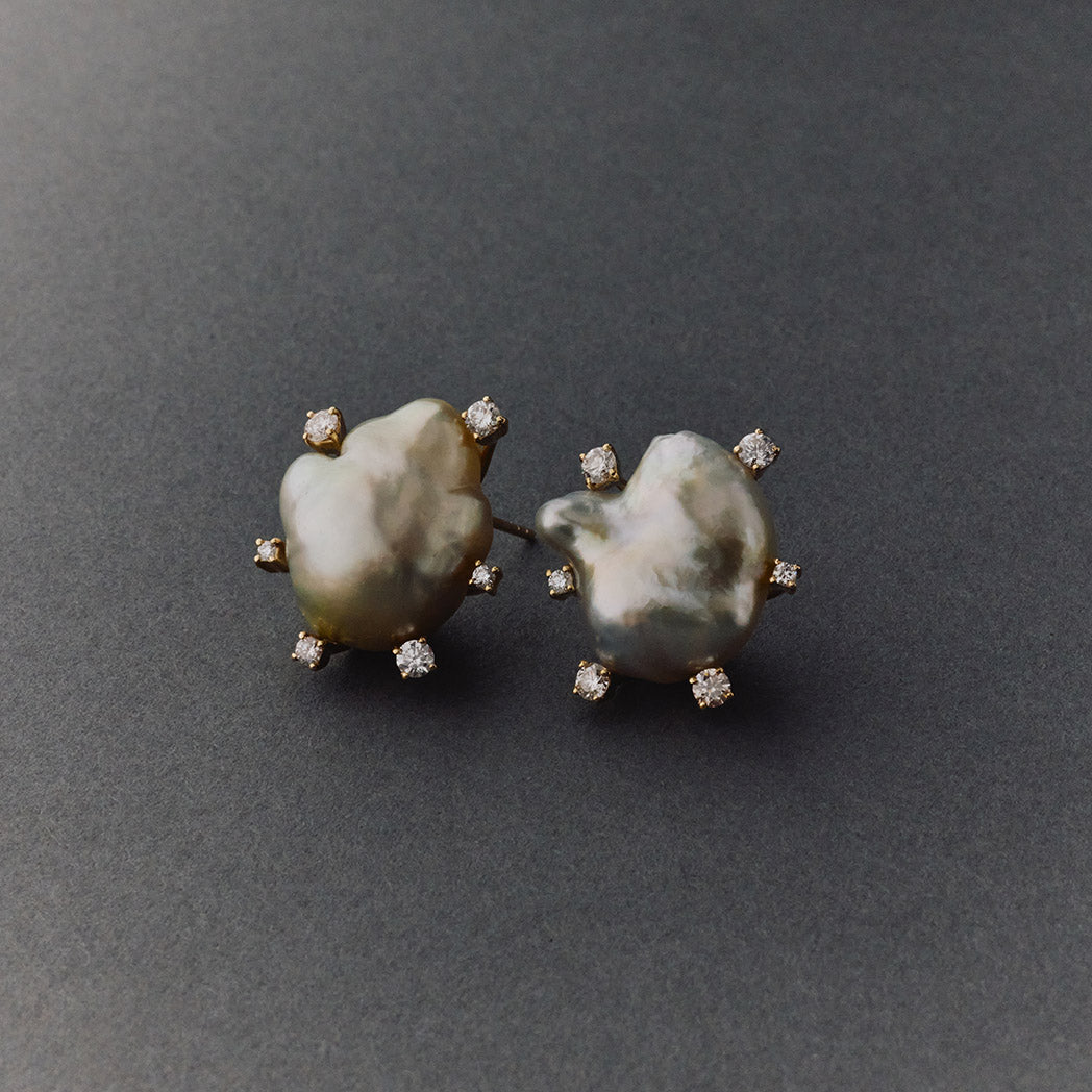 Large Baroque Champagne Satellite Earrings