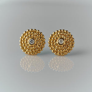 Granulated Gold Dome Earrings