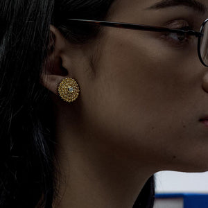 Granulated Gold Dome Earrings