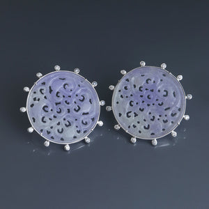Bi Color Lavender and Green Jadeite Disc Earrings