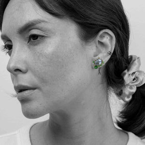 Silver Keshi and Tsavorite Fragment Earrings