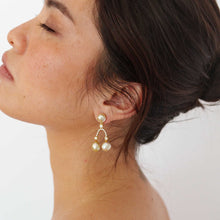 Load image into Gallery viewer, Golden Keshi White Wishbone Drop Earrings
