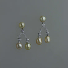 Load image into Gallery viewer, Golden Keshi White Wishbone Drop Earrings
