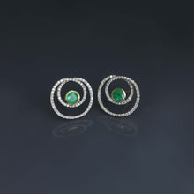 Load image into Gallery viewer, Emerald Spiral Earrings
