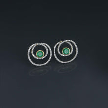 Load image into Gallery viewer, Emerald Spiral Earrings
