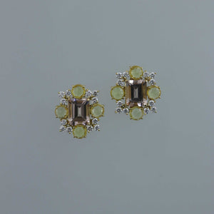 Kunzite and Yellow Sapphire Cross Earrings
