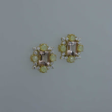 Load image into Gallery viewer, Kunzite and Yellow Sapphire Cross Earrings
