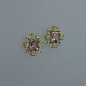 Kunzite and Yellow Sapphire Cross Earrings