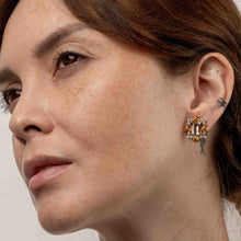 Load image into Gallery viewer, Kunzite and Yellow Sapphire Cross Earrings

