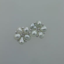 Load image into Gallery viewer, Stunning White Baroque Keshi Flower and Diamond Earrings V2
