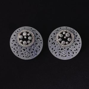Lavender Jadeite Disc Diamond Earrings