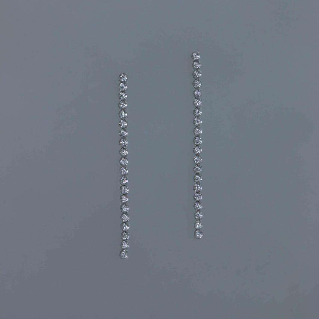 4 Prong Diamond Line Drop Earrings